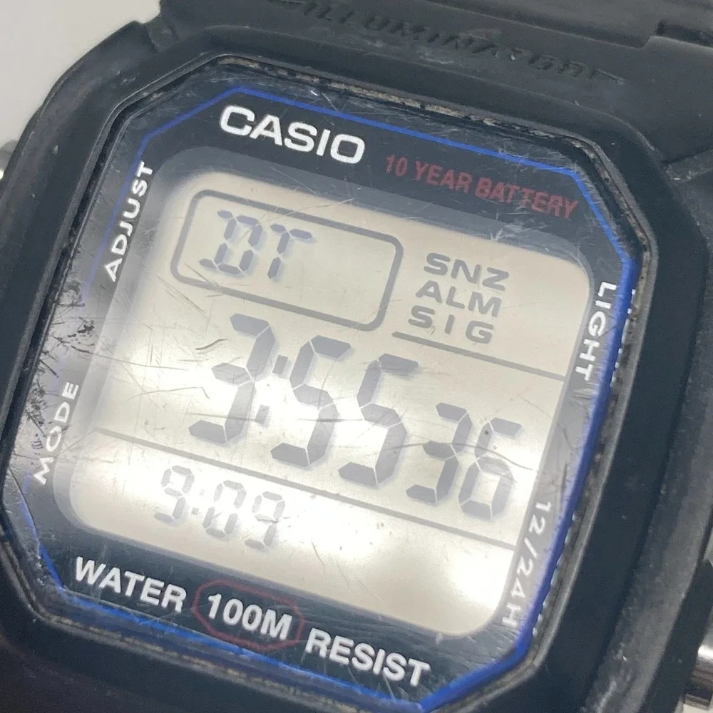 Casio Digital Watch Men 36mm Black 3240 W-800H Date Alarm Chrono Dual Time 8.5